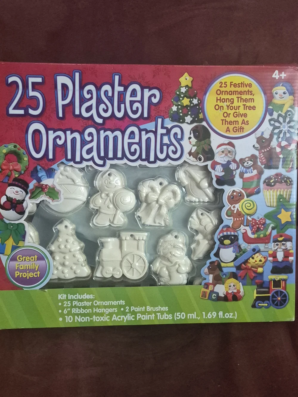 New Nicole White Plaster Ornament Paint Kit - 25 Holiday Shapes